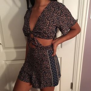 Floral cut out romper